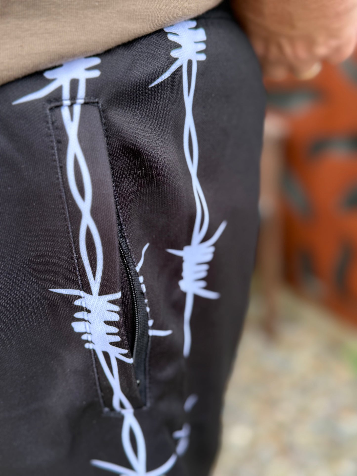 Black Lone Star Long Length Footy Shorts