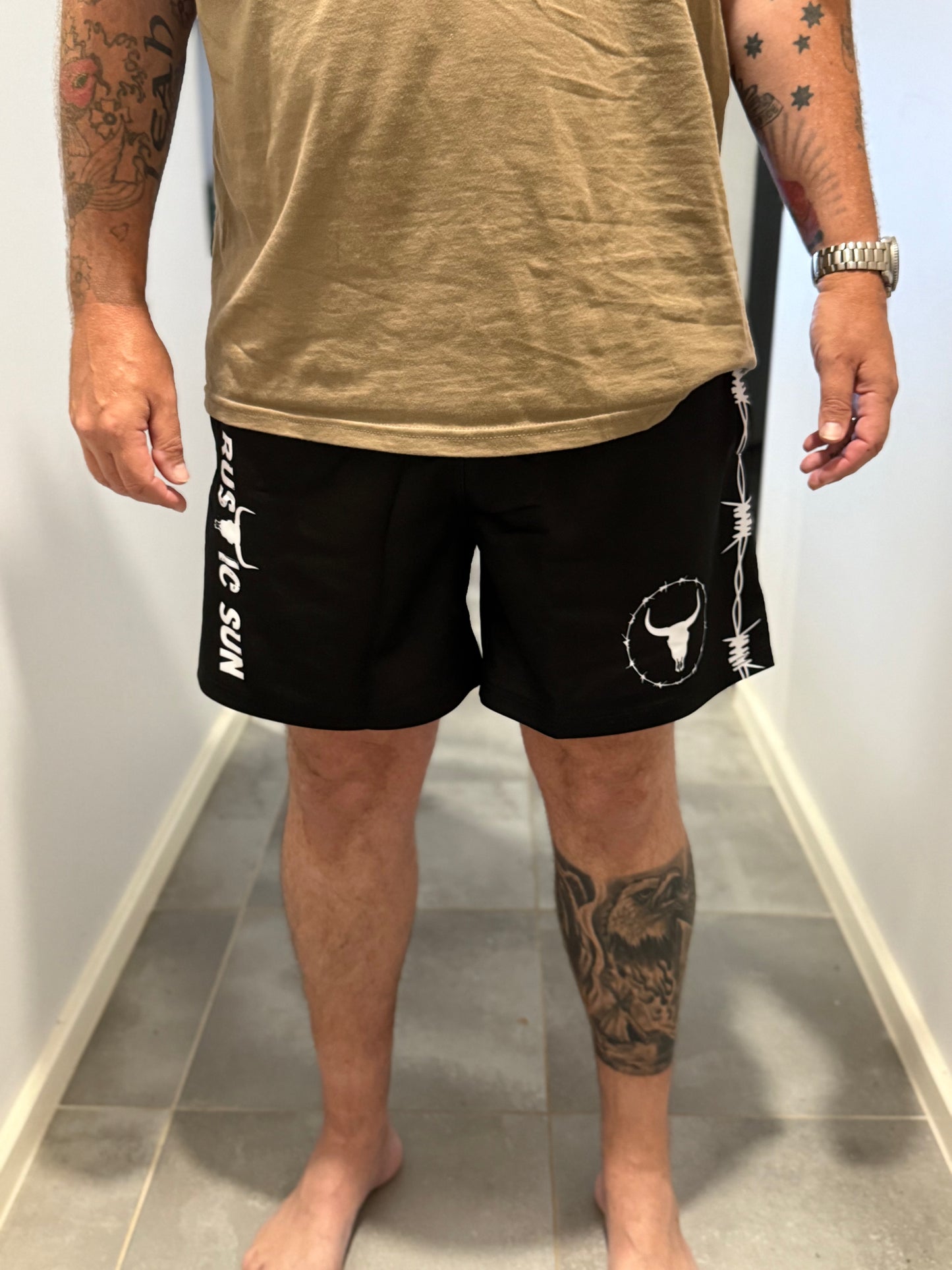 Pink Lone Star long length footy shorts
