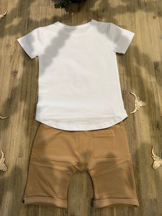 2 piece unisex Set white and Caramel