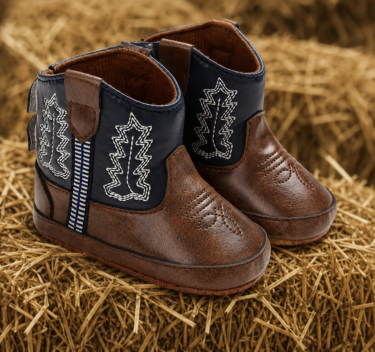 Blue and Brown Boots