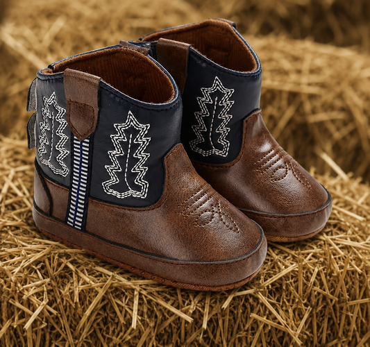 Blue and Brown Boots