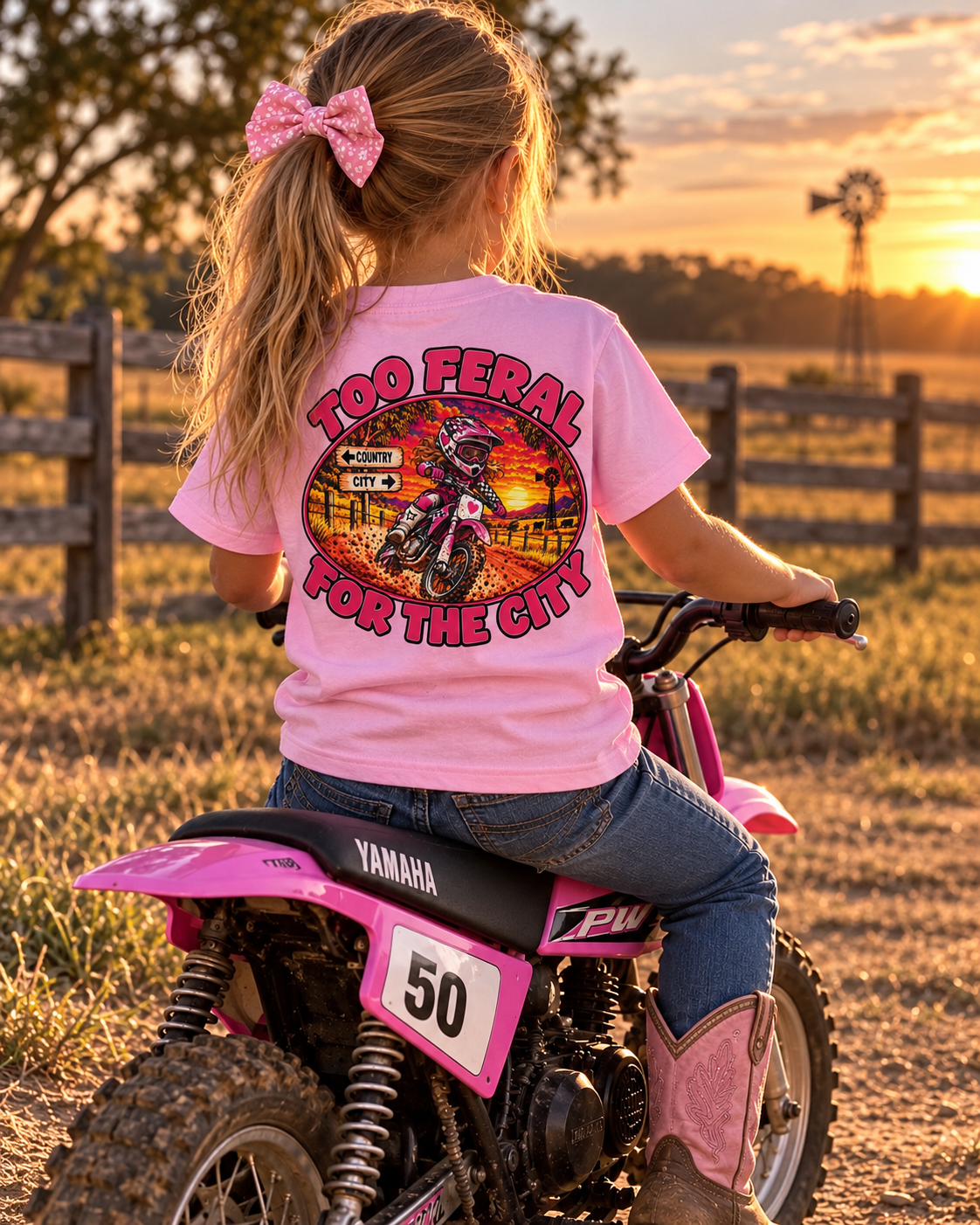 Kids Pink Too Feral Tshirt