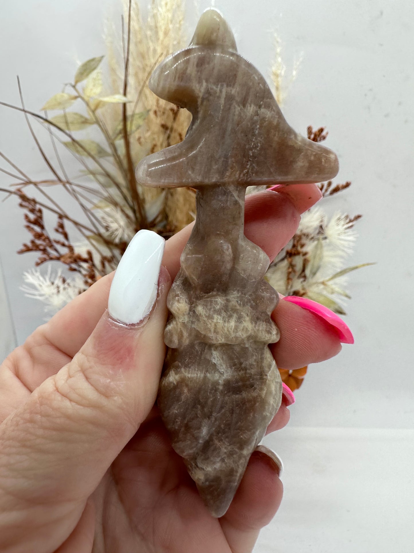 moonstone with Sunstone Broom w/ Witches Hat