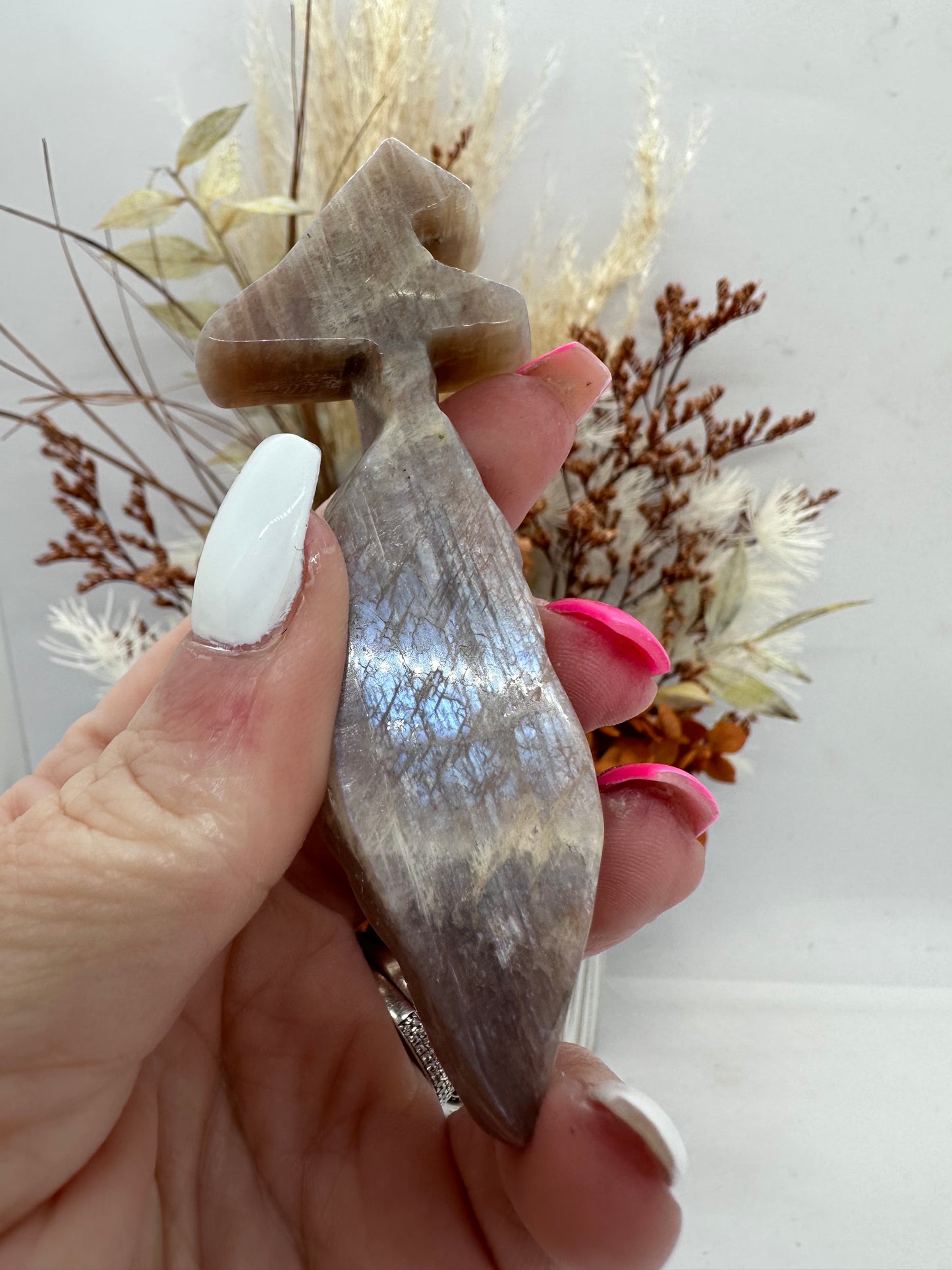 moonstone with Sunstone Broom w/ Witches Hat