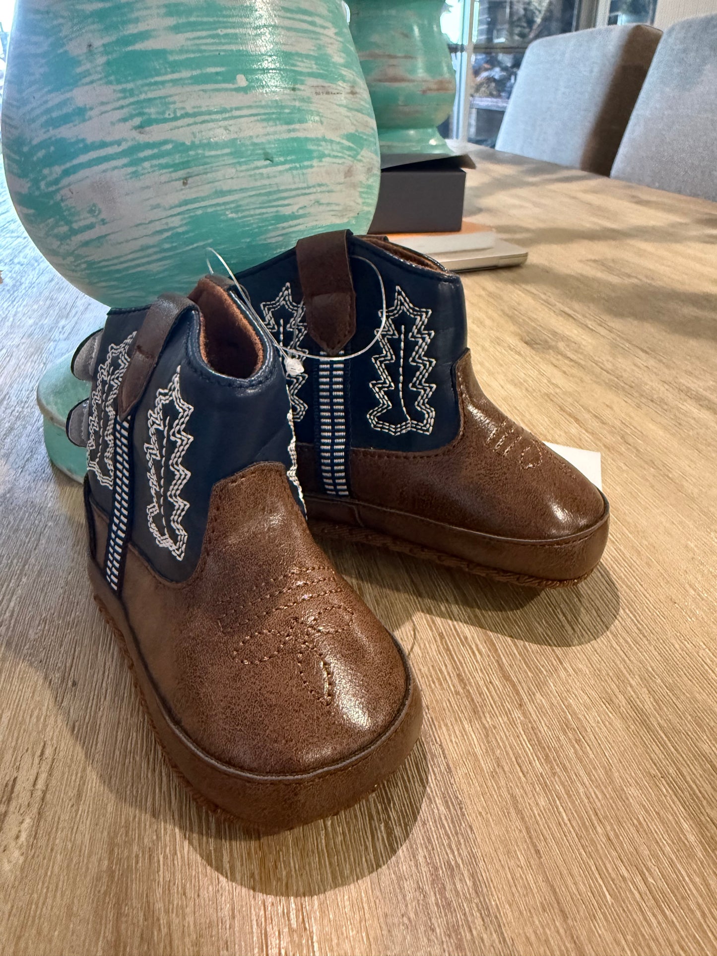 Blue and Brown Boots