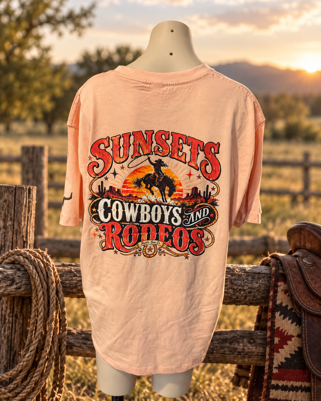 Sunset , Cowboys and Rodeo Tee