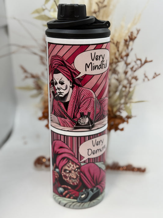 Demure Horror 20oz Double Wall Tumbler Drink Bottle with 2 Lids