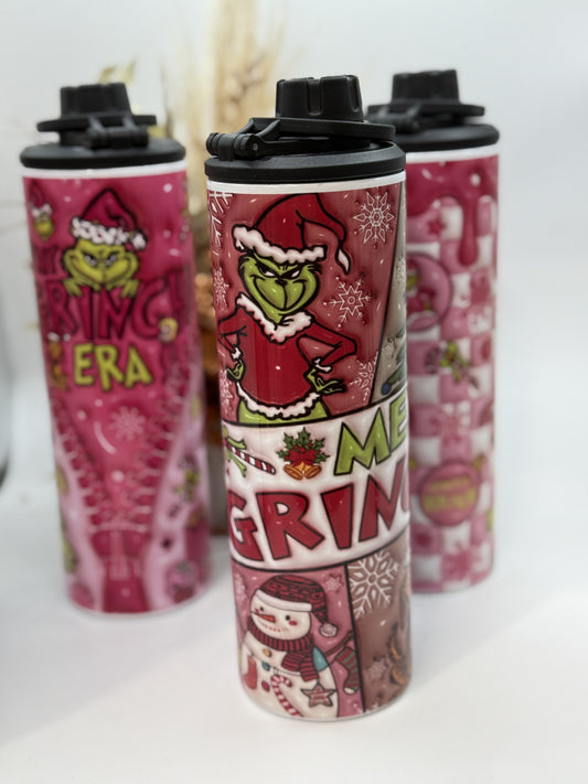 Merry Grinchmas 20oz Double Wall Drink Bottle with 2 lids