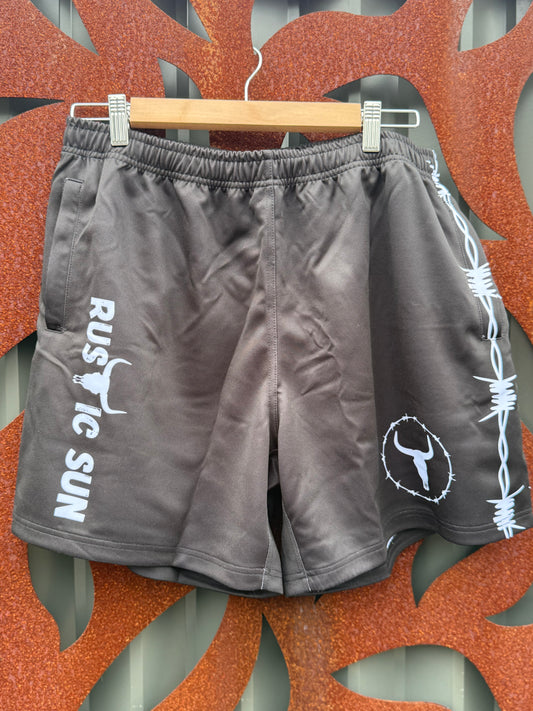 Black Lone Star Long Length Footy Shorts