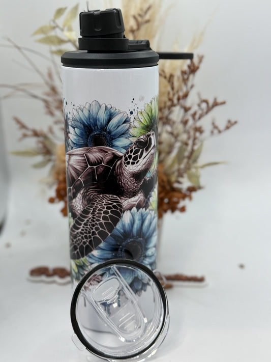 Sea Turtle 20oz Double Wall Drink Bottle with 2 lids