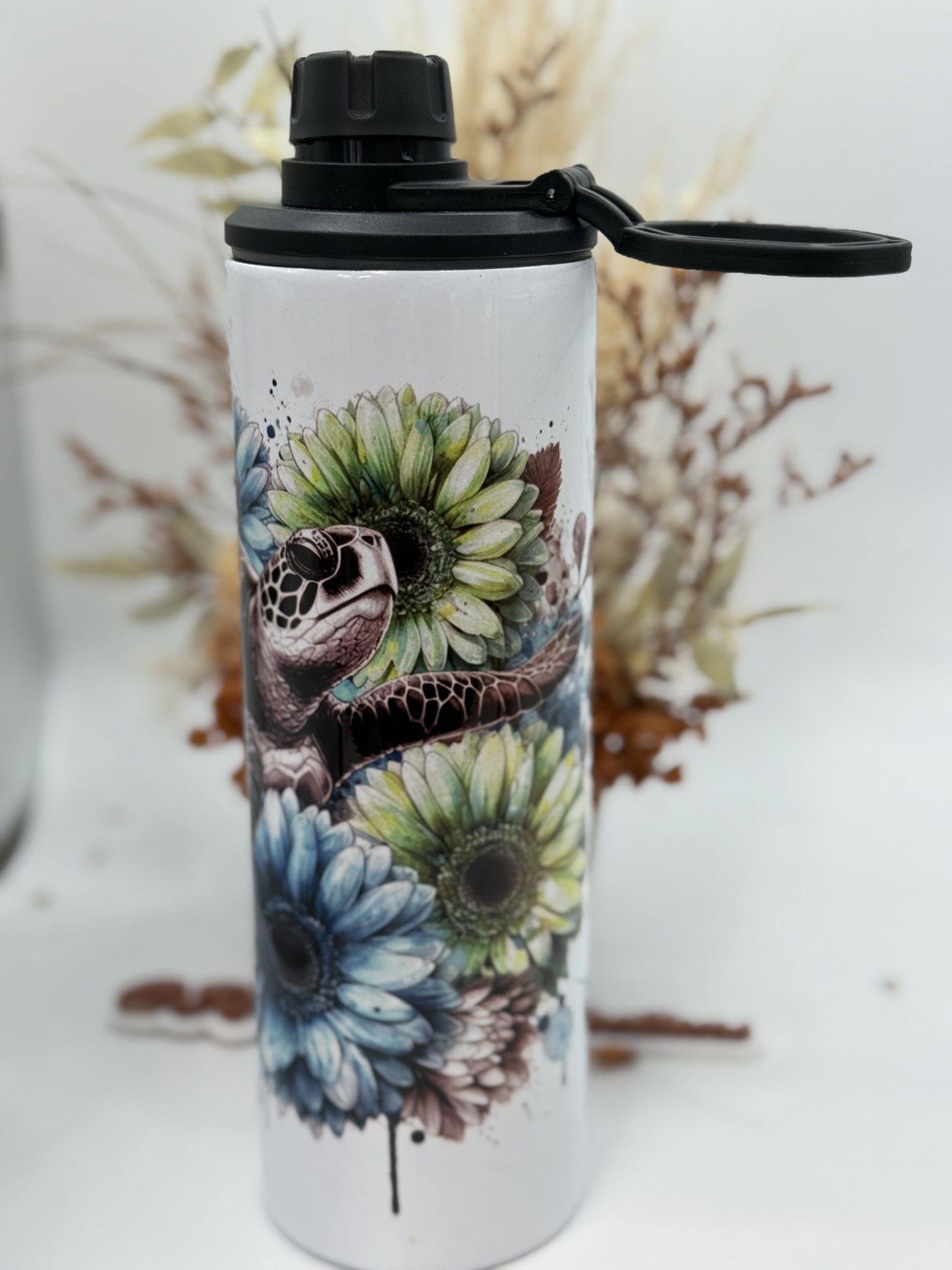 Sea Turtle 20oz Double Wall Drink Bottle with 2 lids