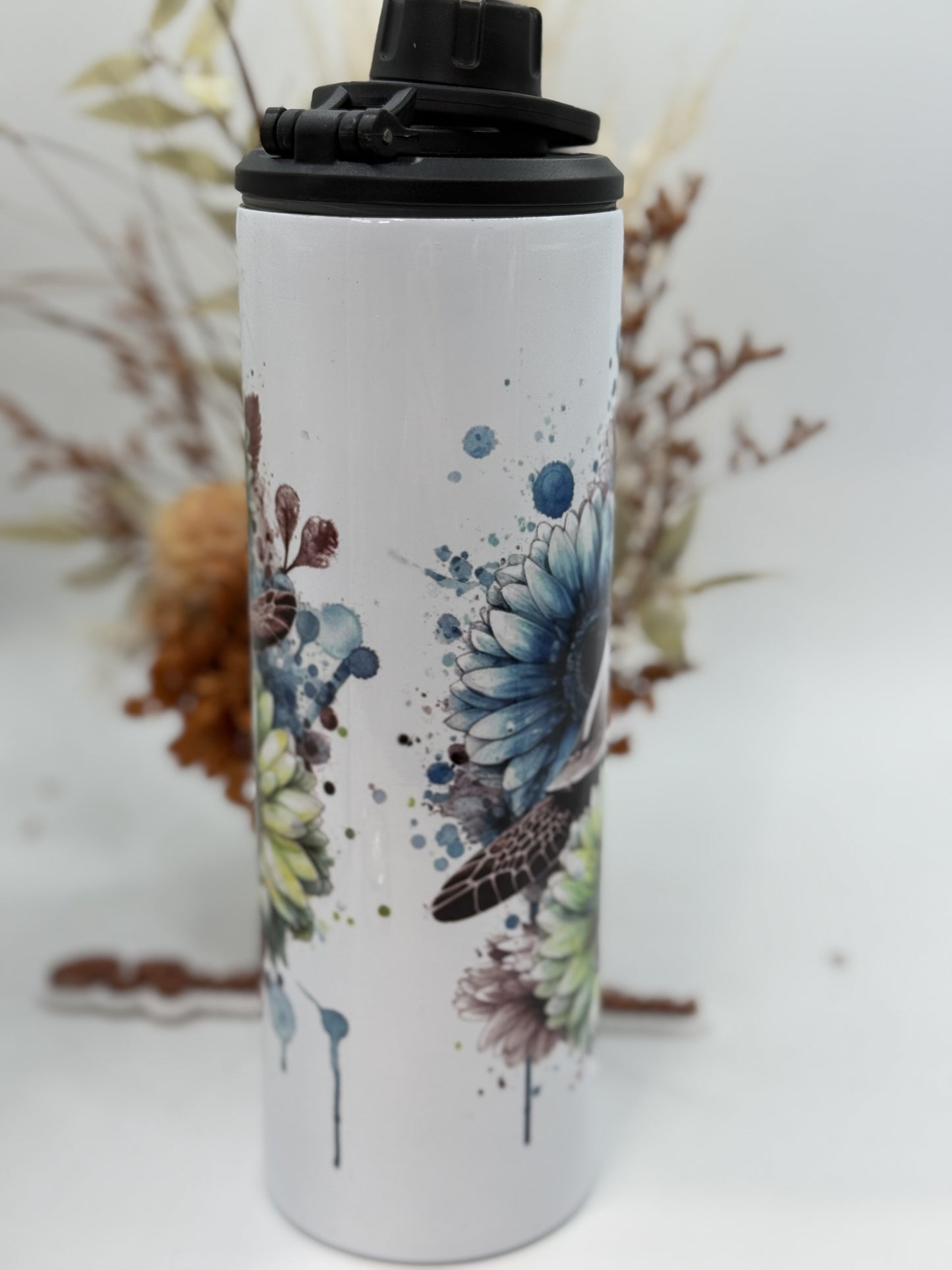 Sea Turtle 20oz Double Wall Drink Bottle with 2 lids