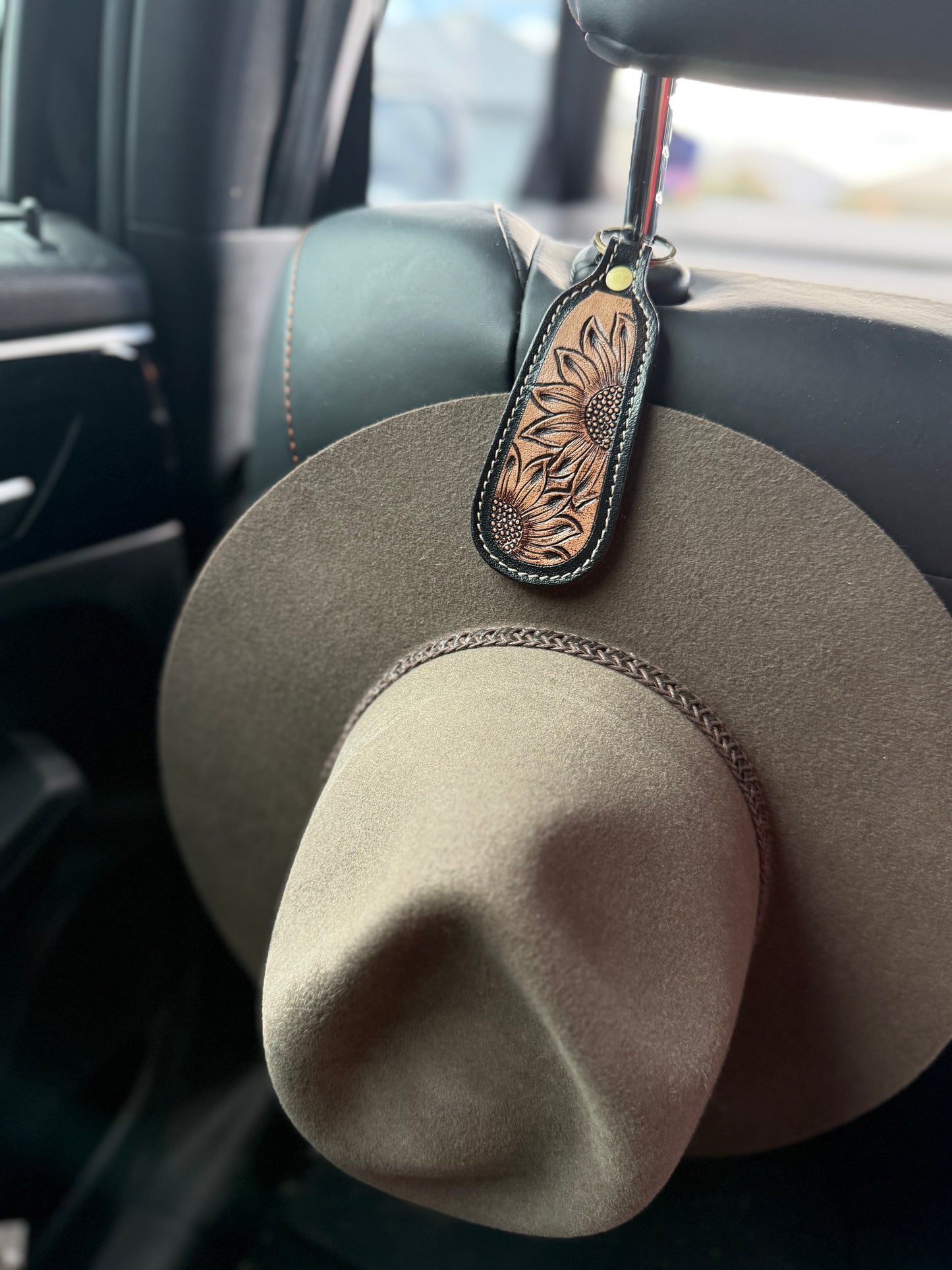 Leather Hand Tooled Hat Clips