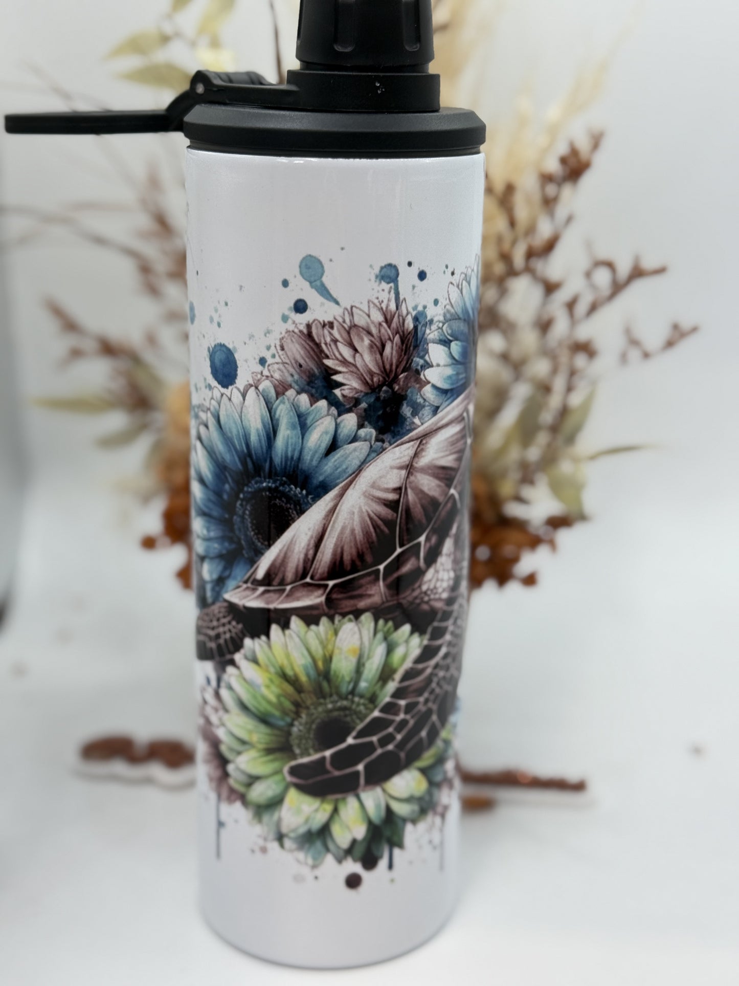 Sea Turtle 20oz Double Wall Drink Bottle with 2 lids