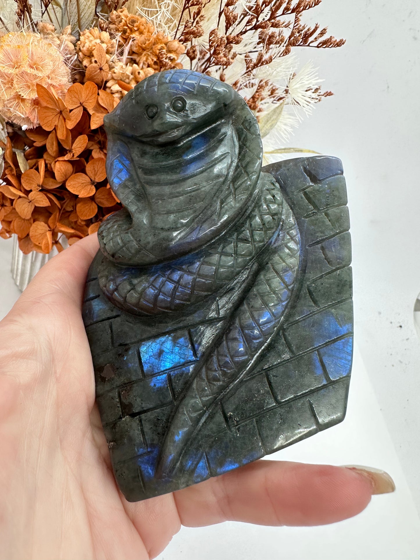 Labradorite Hand carved Snake