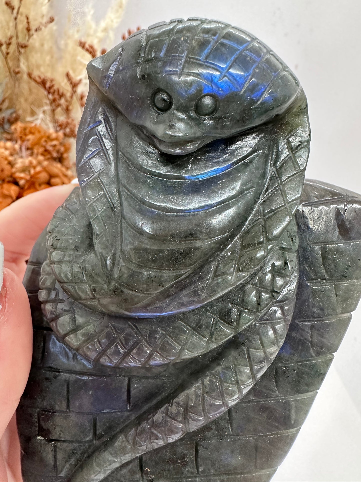 Labradorite Hand carved Snake