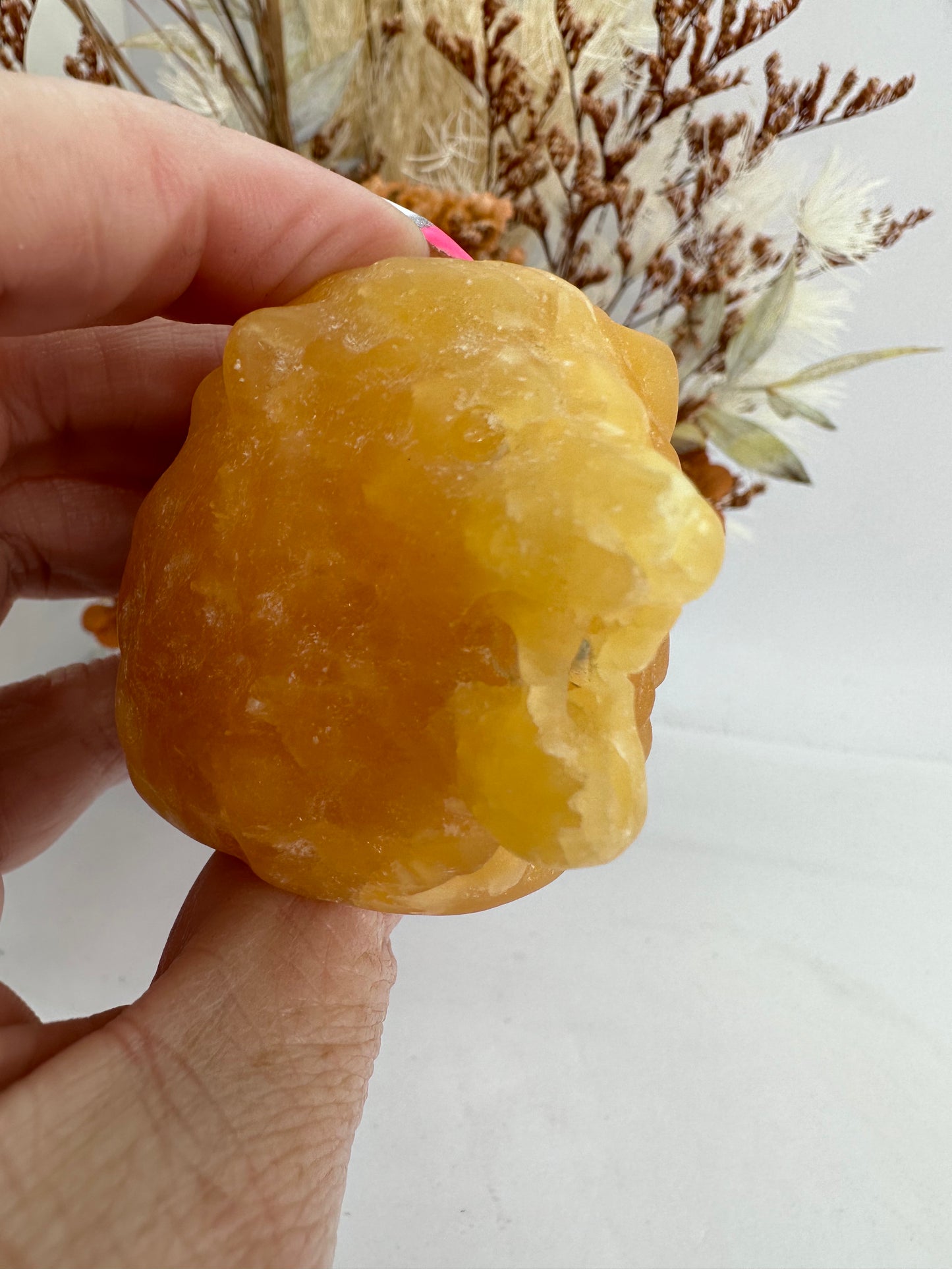 Orange Calcite Lion Head