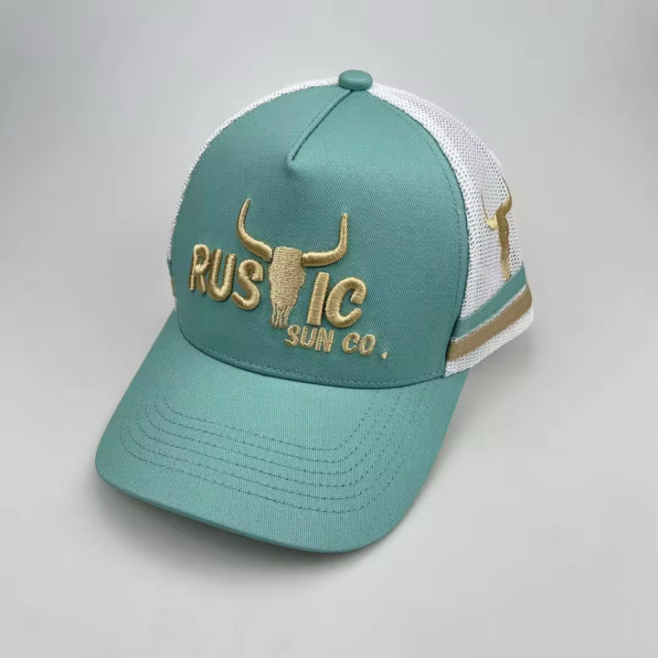Teal and Oat Signature Trucker