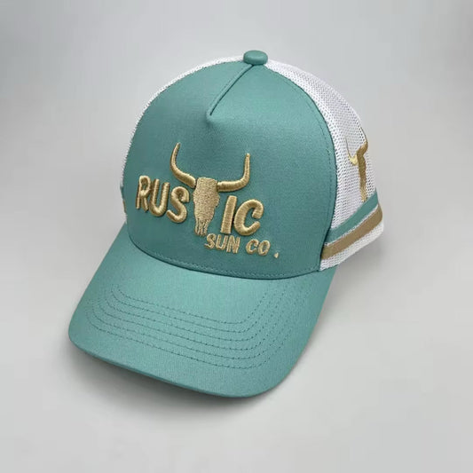 Teal and Oat Signature Trucker