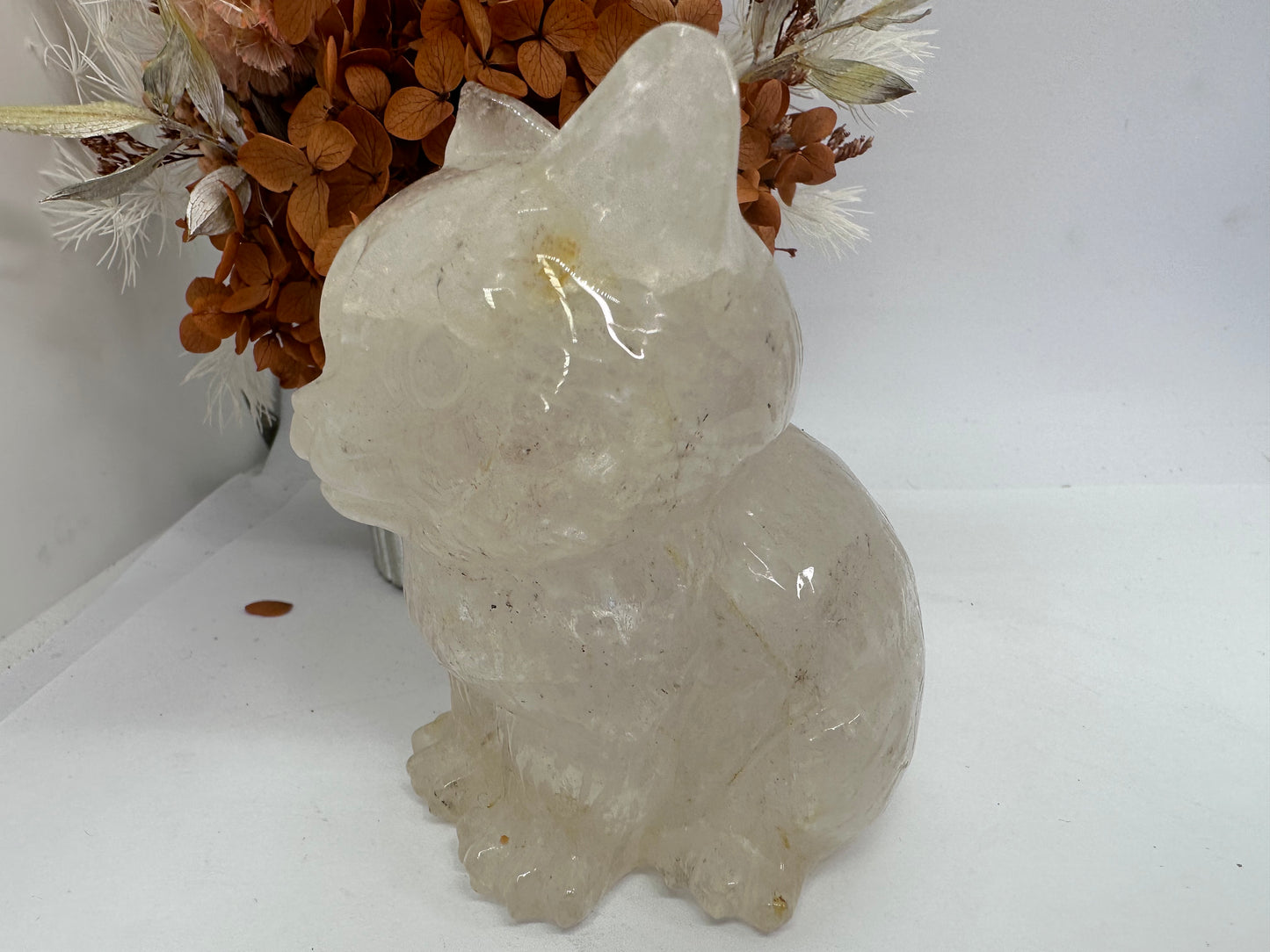 Clear Quartz Lge Cat Witt Fire inclusions