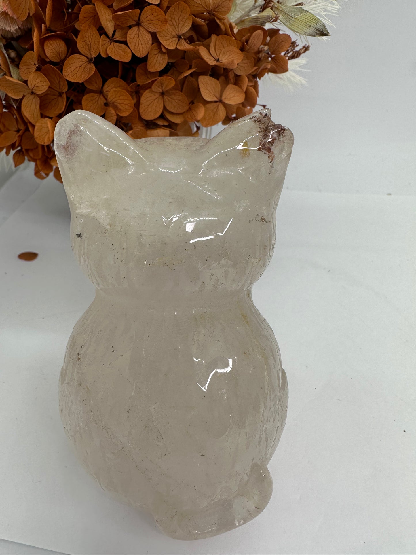 Clear Quartz Lge Cat Witt Fire inclusions