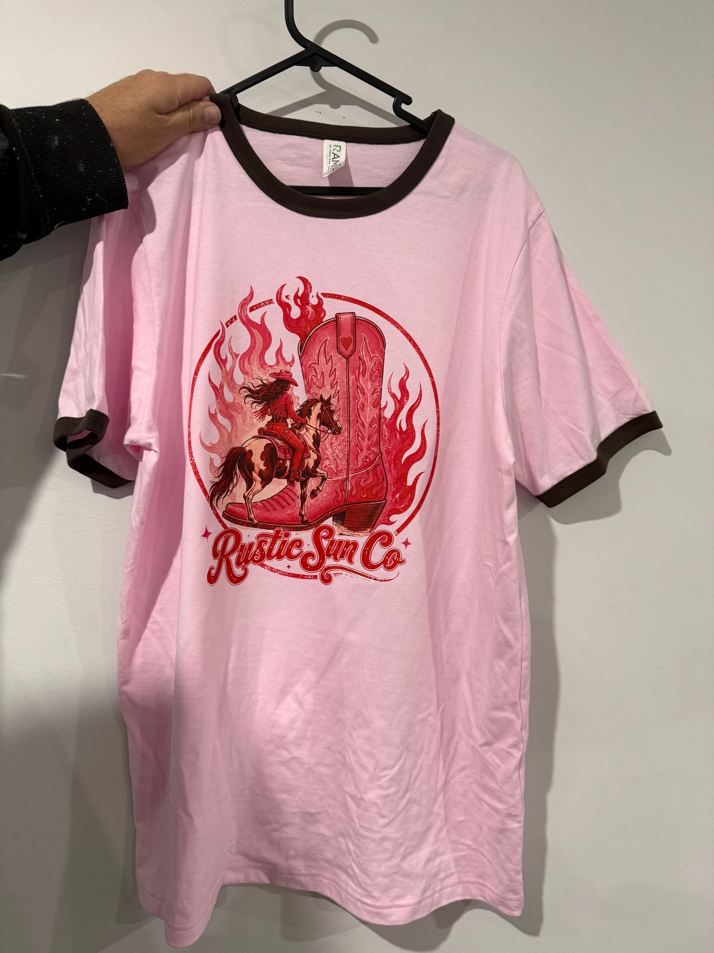 Pink Flamin Boots Ringer Tshirt