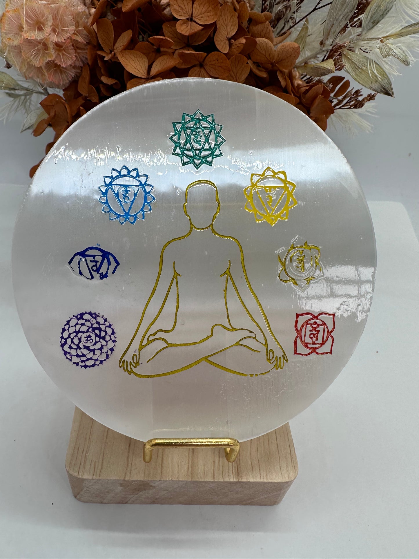 Chakra Selenite Polished Plate