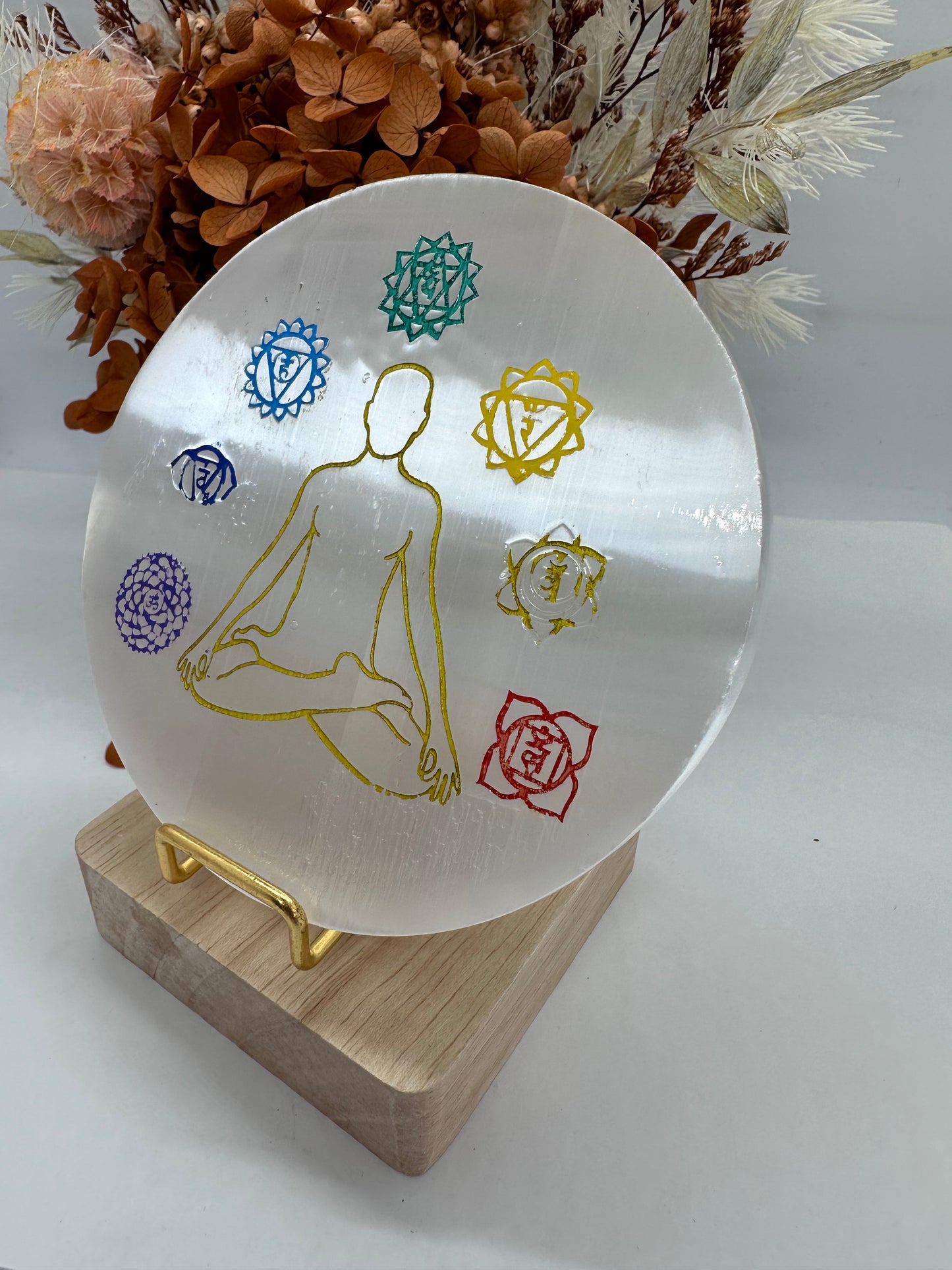 Chakra Selenite Polished Plate