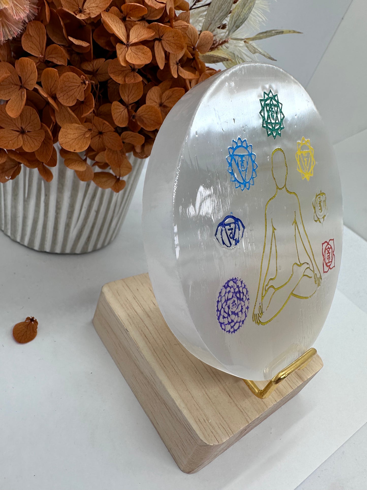 Chakra Selenite Polished Plate