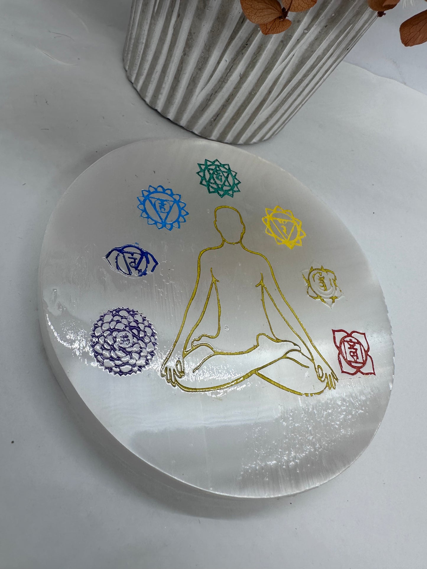 Chakra Selenite Polished Plate