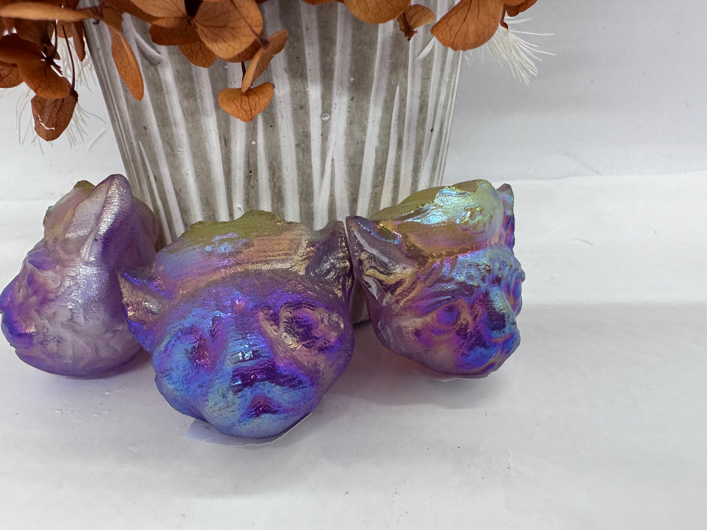 Aura Selenite Cat Head