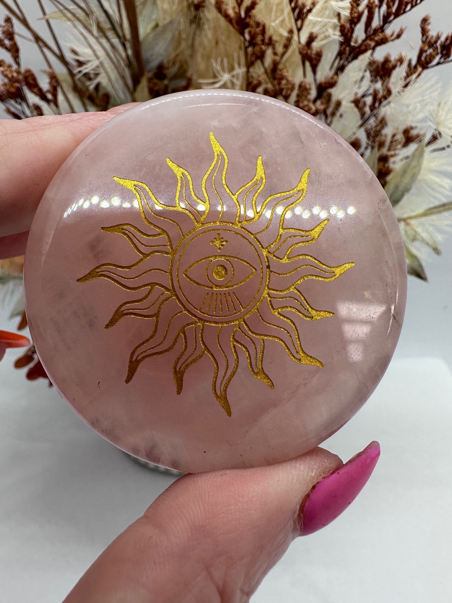 Sun Rose Quartz Disk