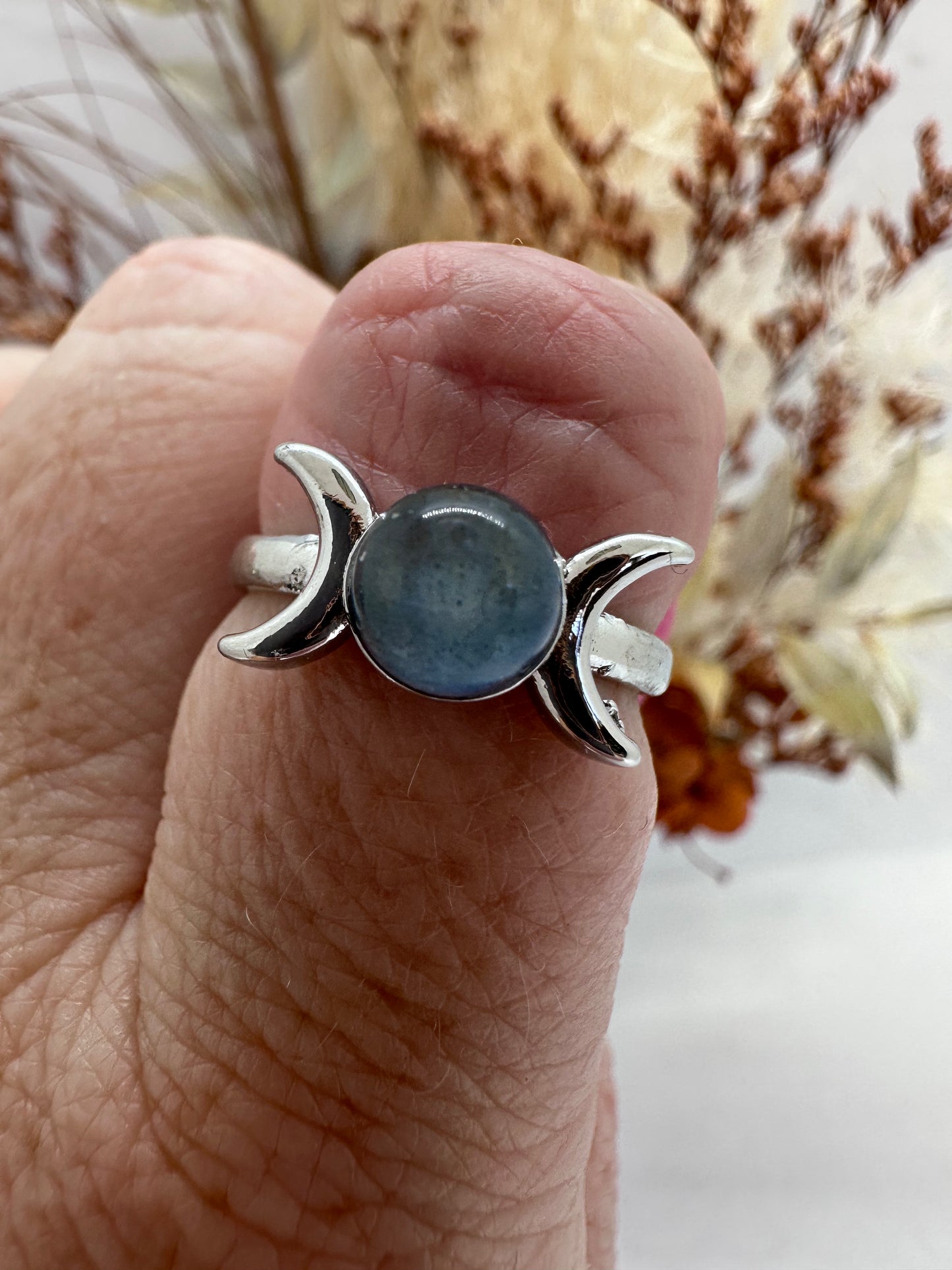Labradorite Moon Adjustable Ring