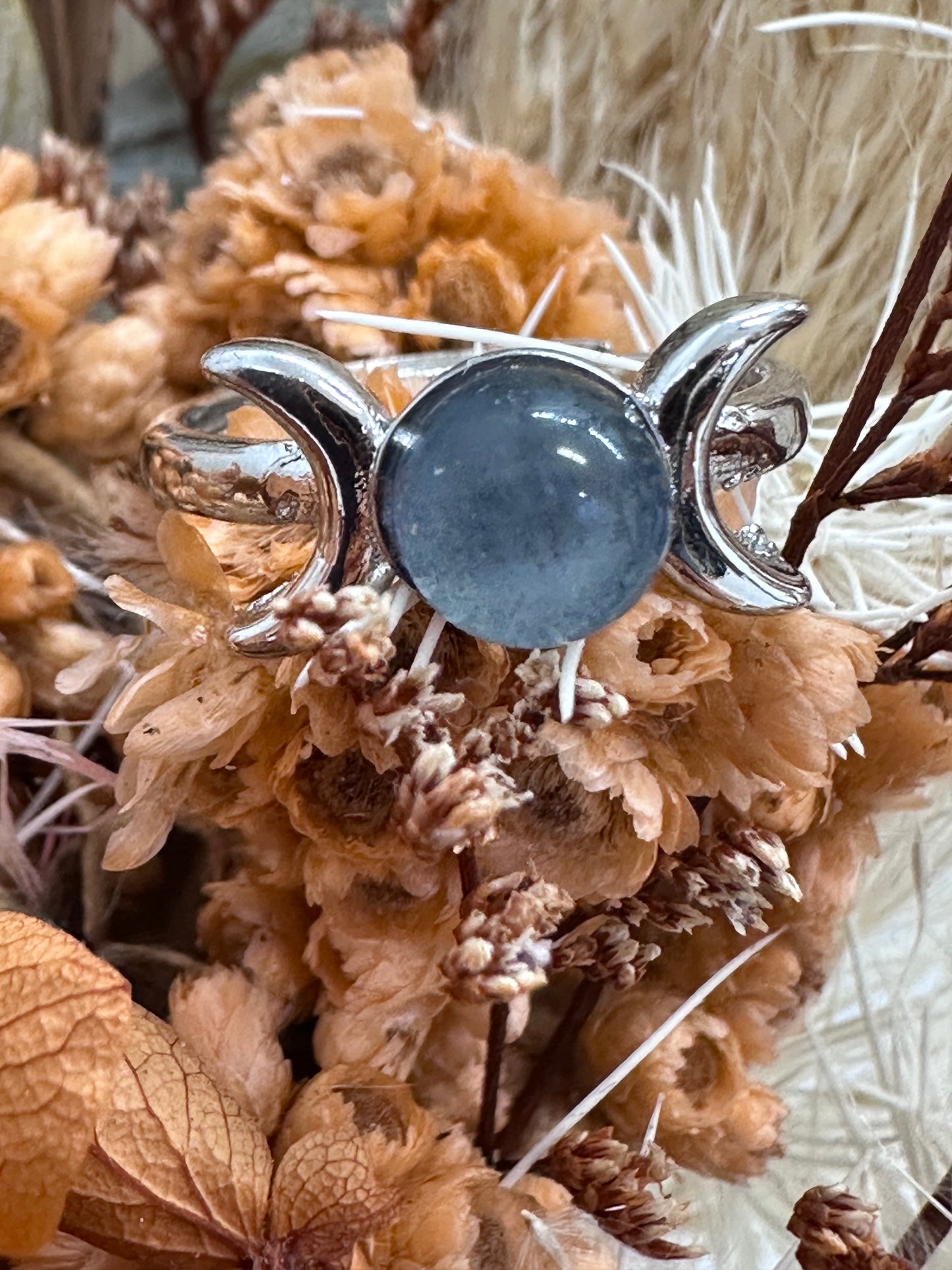 Labradorite Moon Adjustable Ring