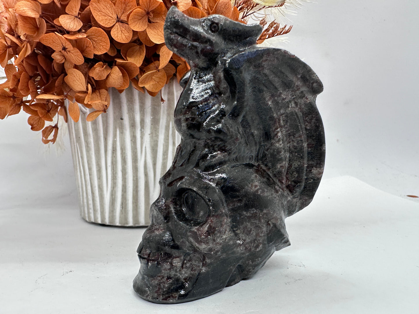 Garnet Skull with Dragon