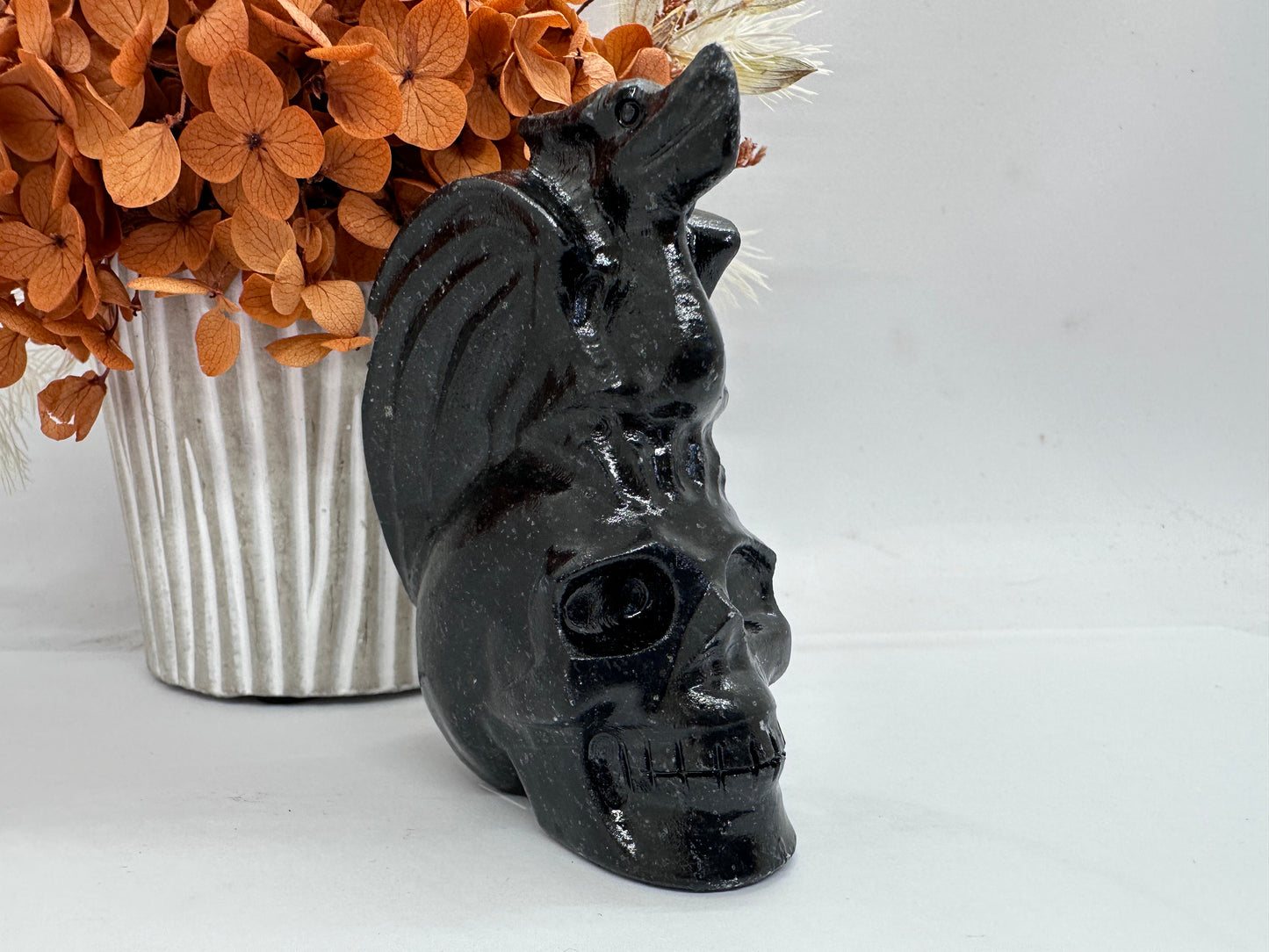 Astrophyllite Skull with Dragon