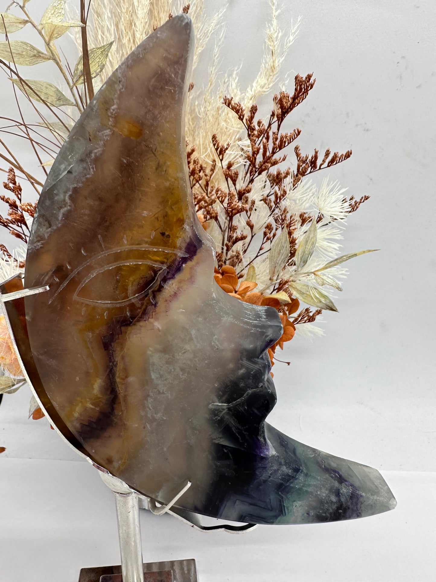 (2) Fluorite Moon On Stand