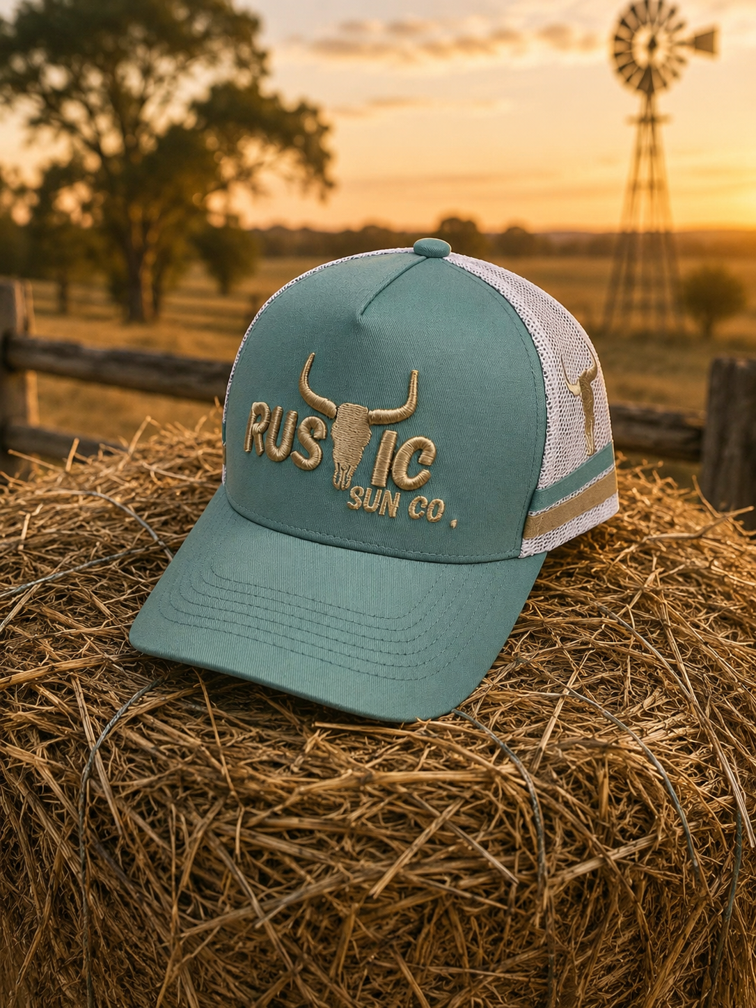 Teal and Oat Signature Trucker hat