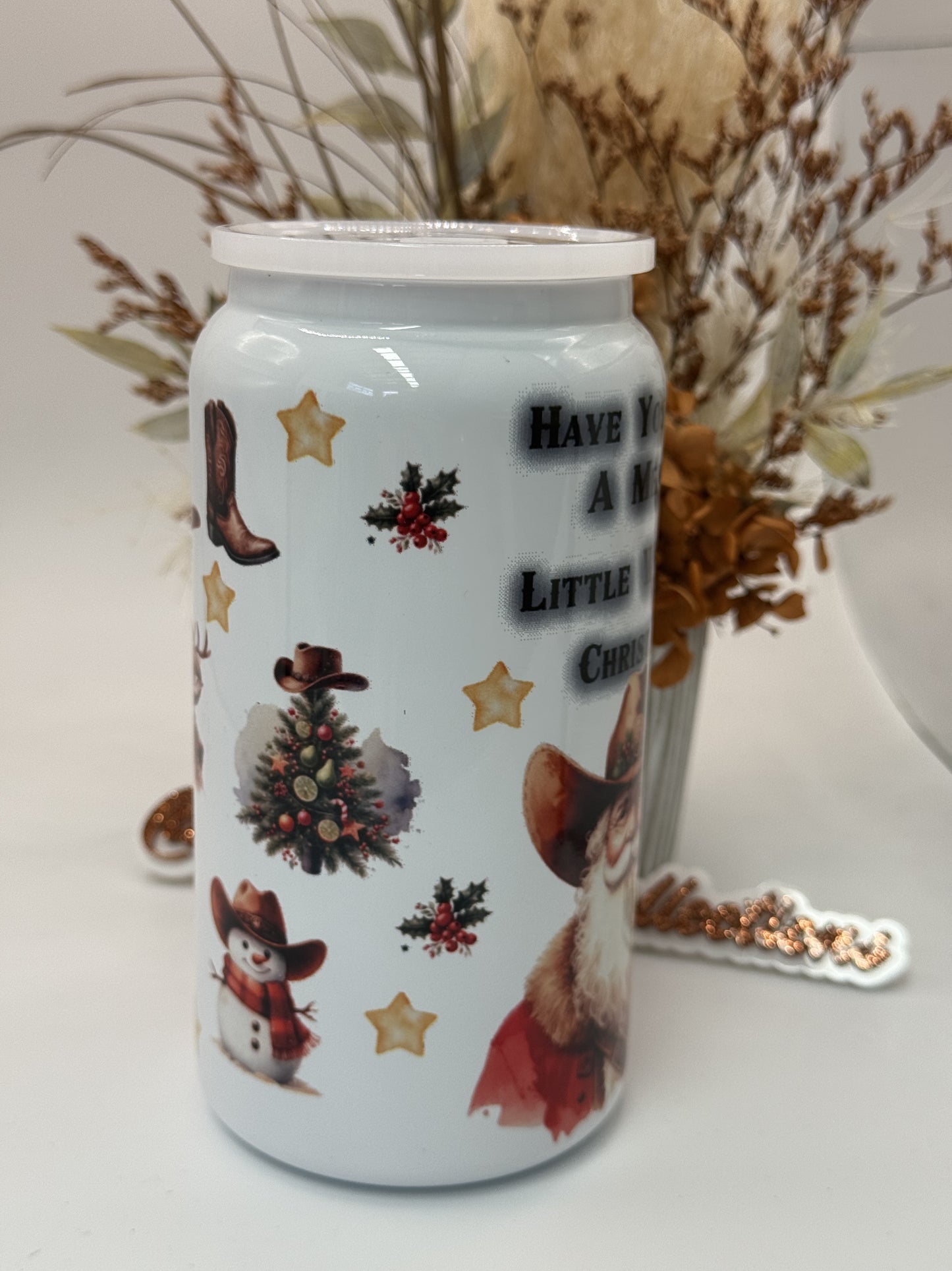 Western Christmas 16oz double wallHot/Cold tumbler