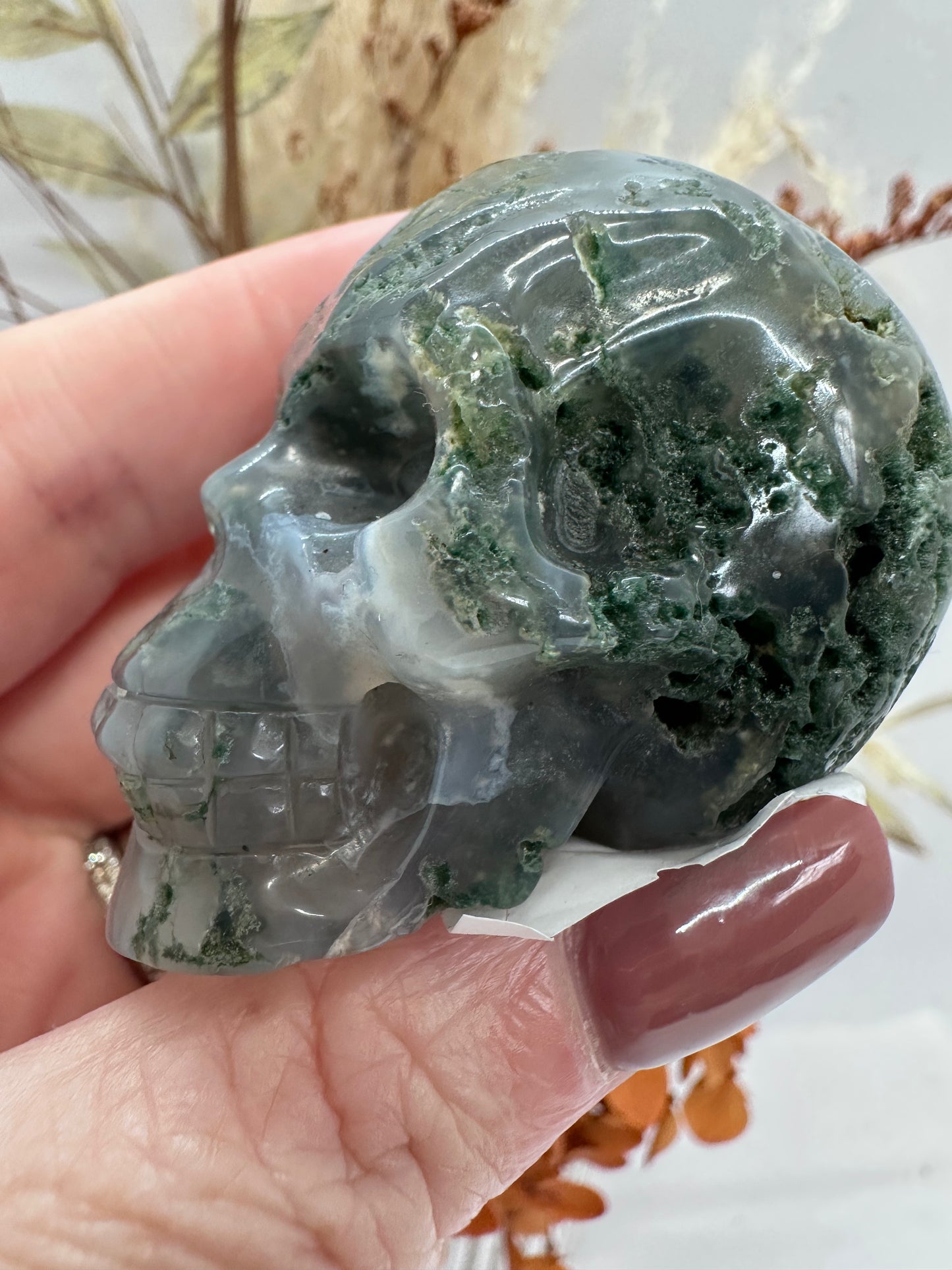 (1) Moss Agate Skull