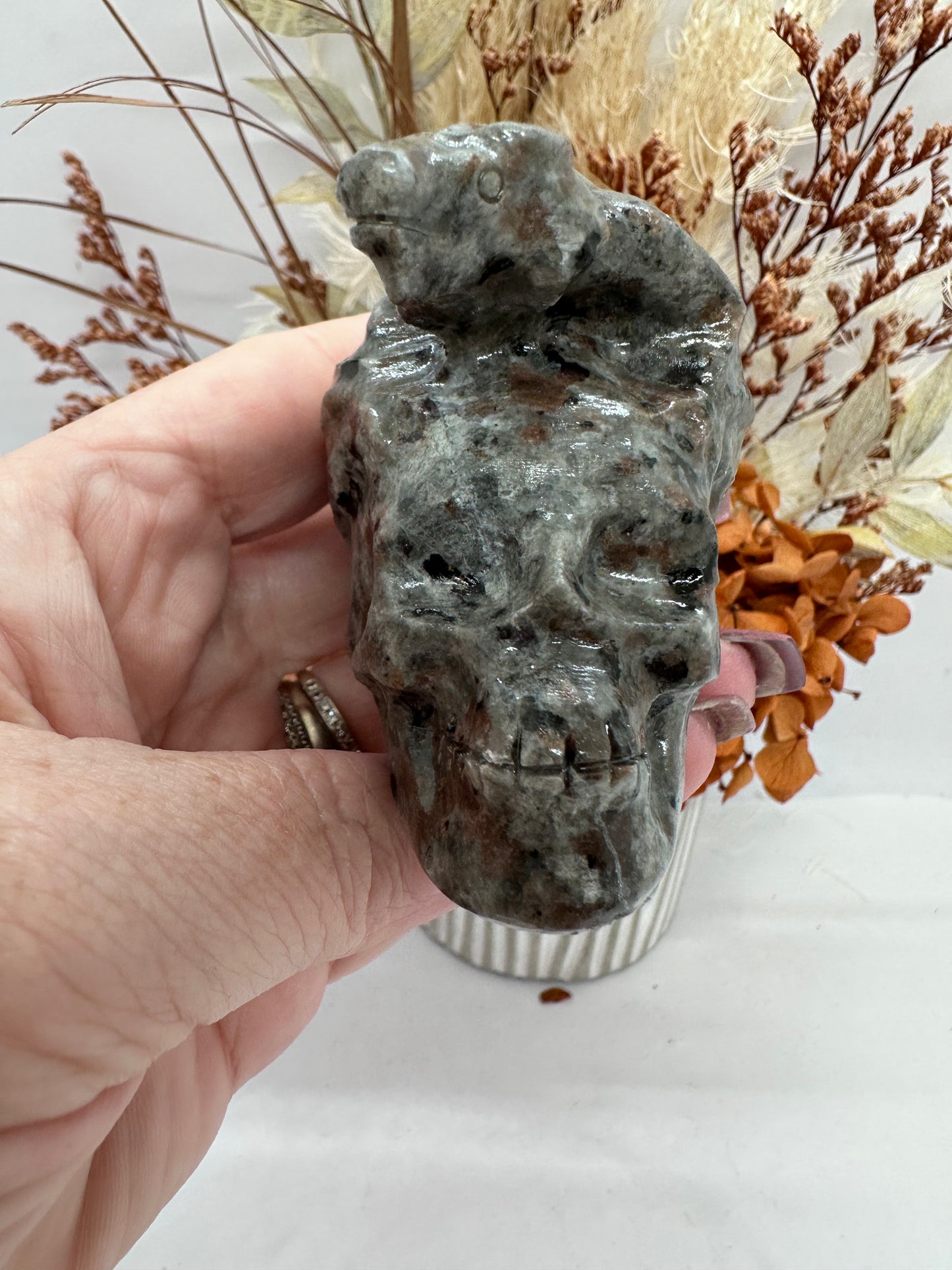 Yooperlite Skull with Dragon