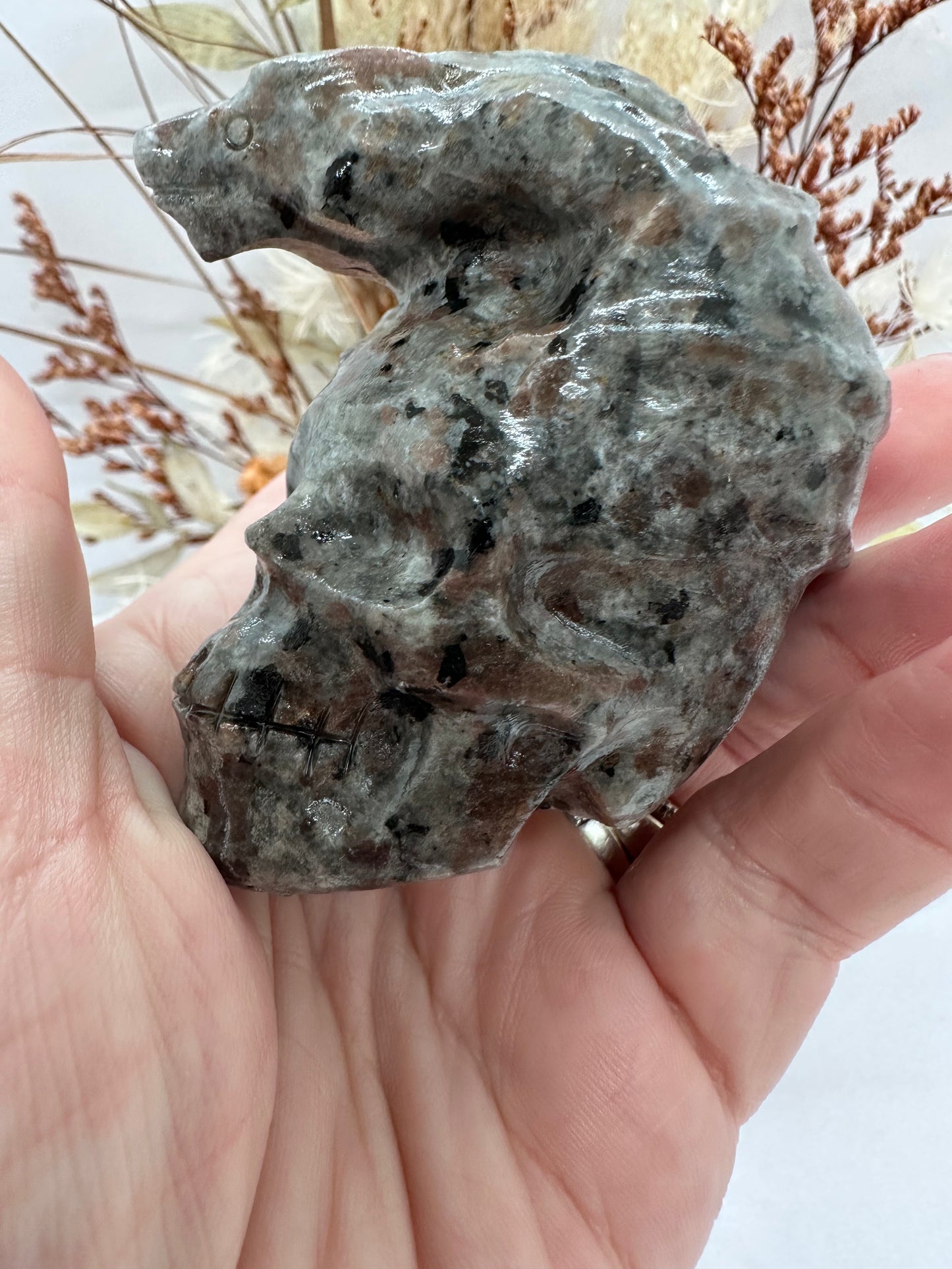 Yooperlite Skull with Dragon