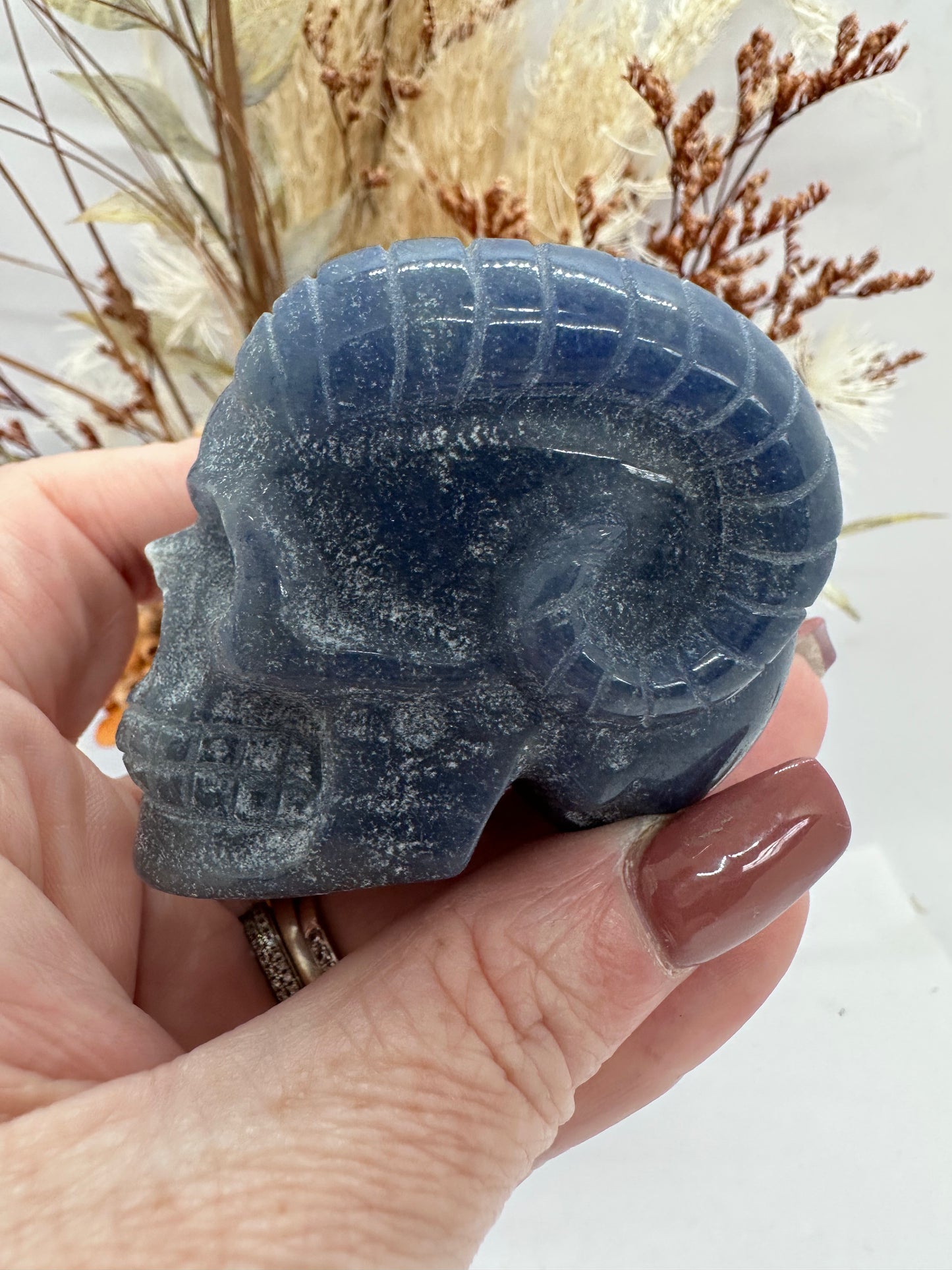Blue Adventurine Skull with Horns