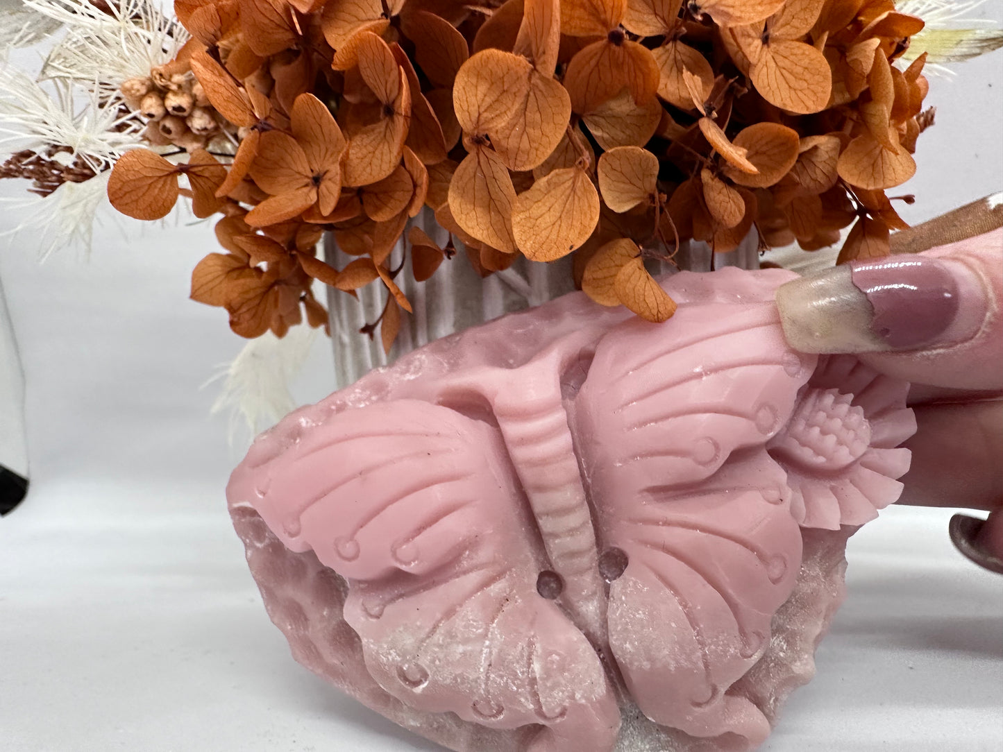 Pink Opal Butterfly Hand Carved