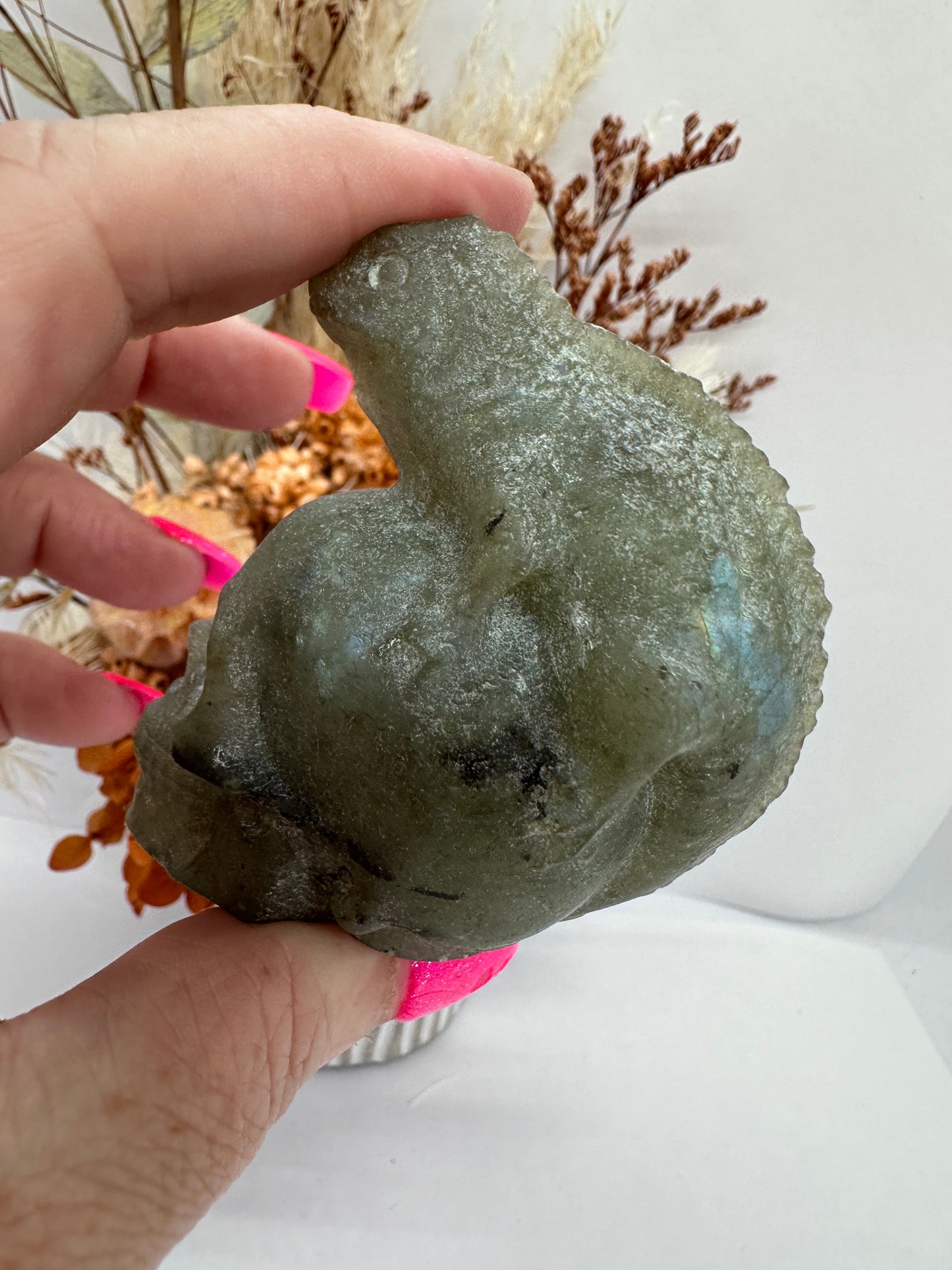 Labradorite Skull w Lizard