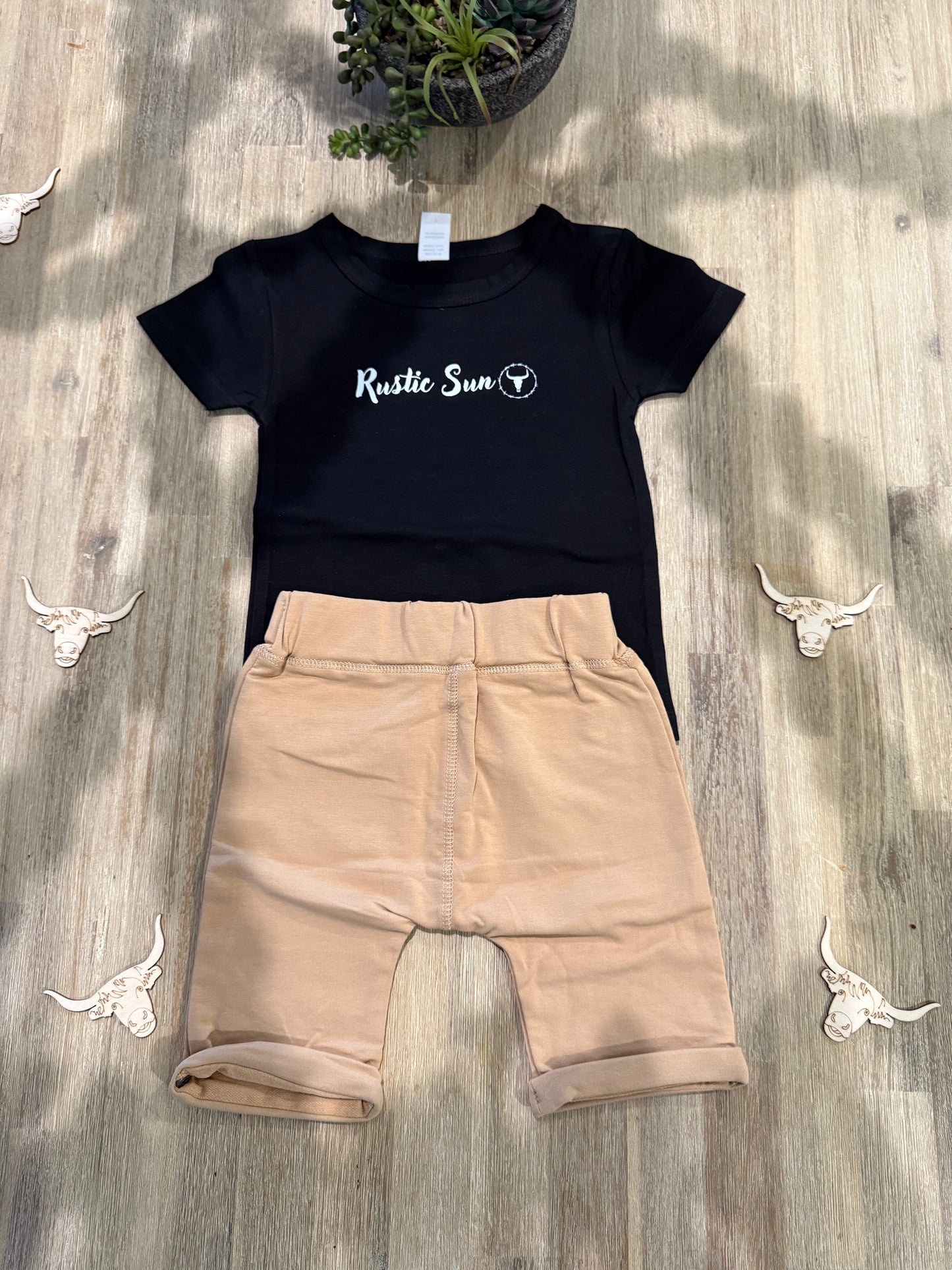 2 piece Unisex Set Blk/Caramel