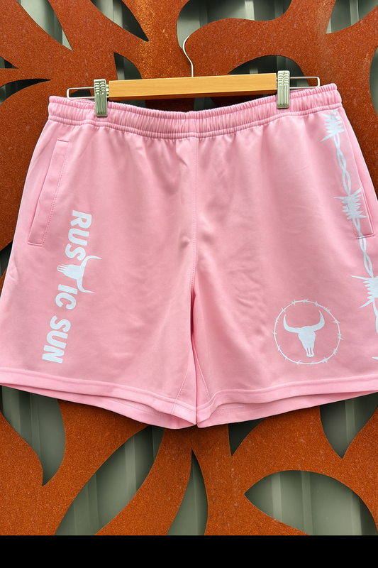 Pink Lone Star long length footy shorts