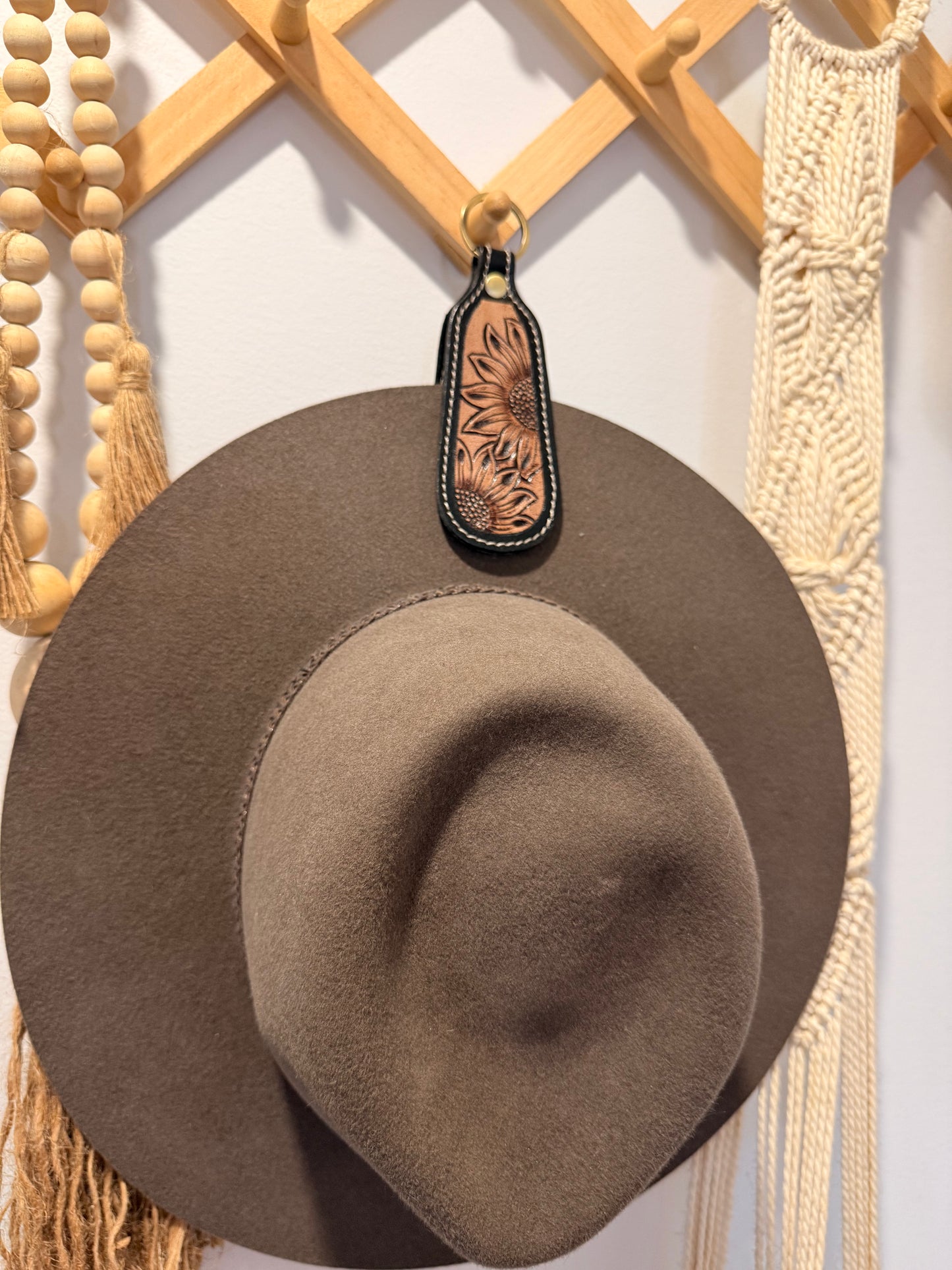 Leather Hand Tooled Hat Clips