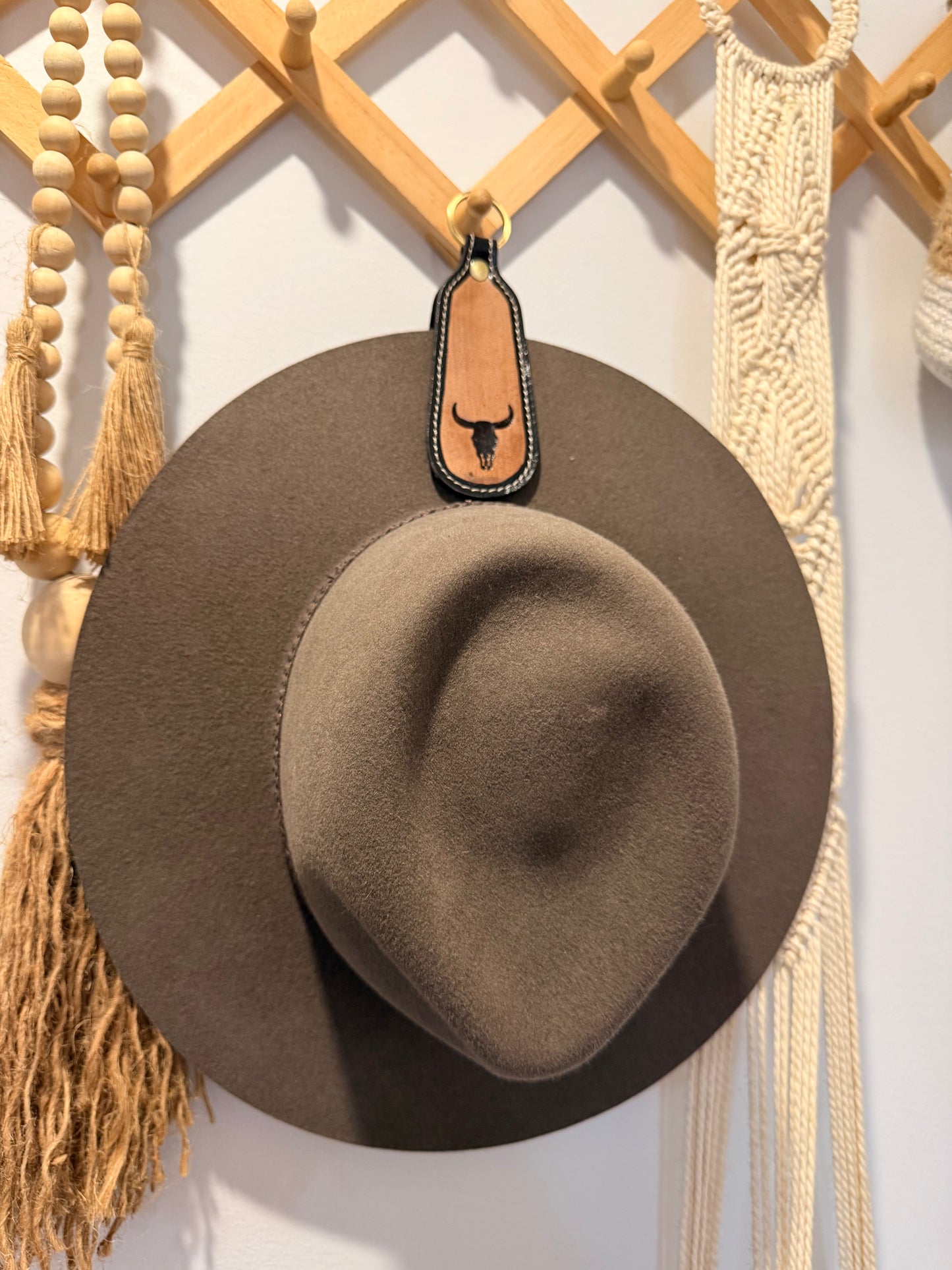 Leather Hand Tooled Hat Clips