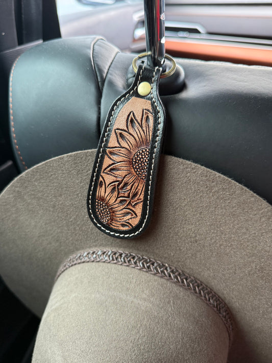 Leather Hand Tooled Hat Clips
